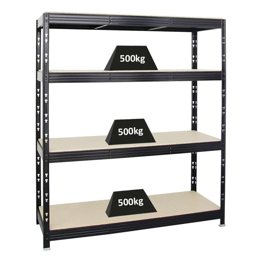 PROREGAL Profi Schwerlastregal Rhino Schwarz mit 4 verstellbaren Spanplatten-Ebenen, H x B x T: 180 x 160 x 60 cm - Bild 2