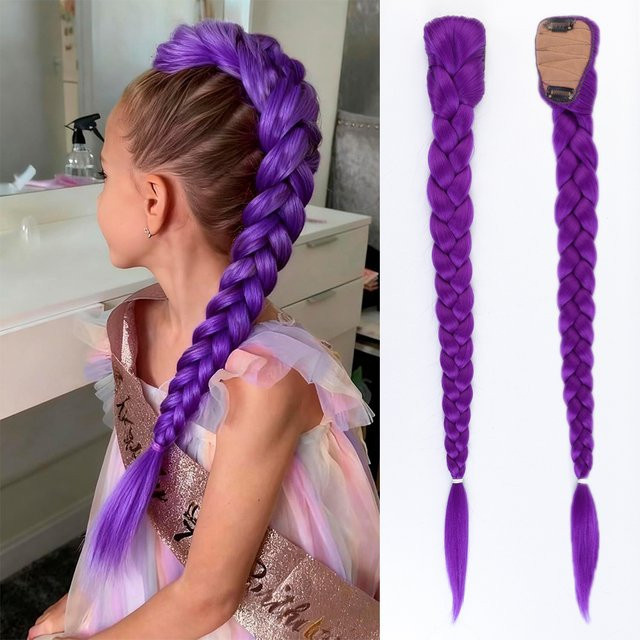 allaosify Haarverlängerung BB Clip Zöpfe, lila, Damen, 26 Zoll - Bild 1