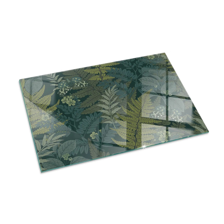 Tulup Glasplatte für Kamin mit Pflanzenmotiven und Funkenschutzplatte, Farbe: Grün, B x H: 100 x 70 cm - Bild 2