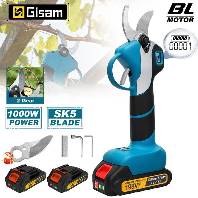 Gisam Bürstenlose elektrische Astschere für Makita LXT 18V Akku, kabellose Garten-Astschere in Blau, 40mm Schnittkapazität - Bild 1