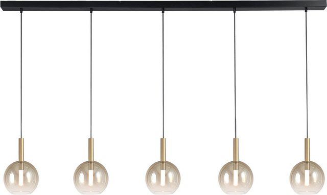 Masterlight Lido LED-Pendelleuchte 5-flammig in Gold mit transparenten Glaszylindern - Bild 1