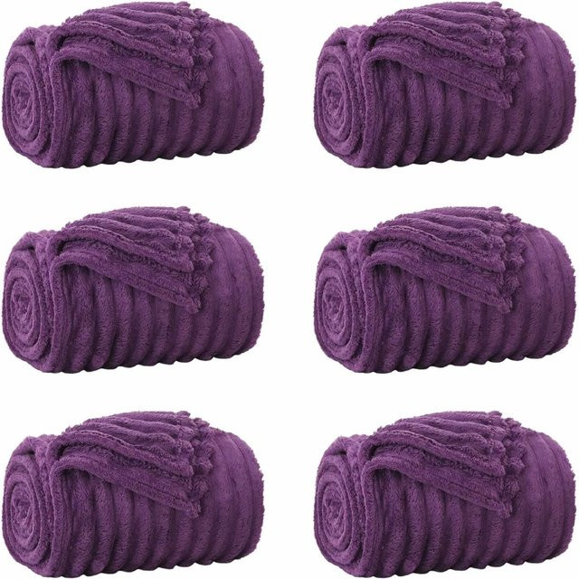 6er-Set vidaXL Fleece-Wohndecken in Lila, B/T: 150 x 130 cm - Bild 1