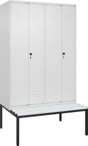 C+P Spind Classic PLUS Schwarz-Weiß mit integrierter Sitzbank, 4 Abteile, B/T/H: 212 x 120 x 81,5 cm - Bild 1