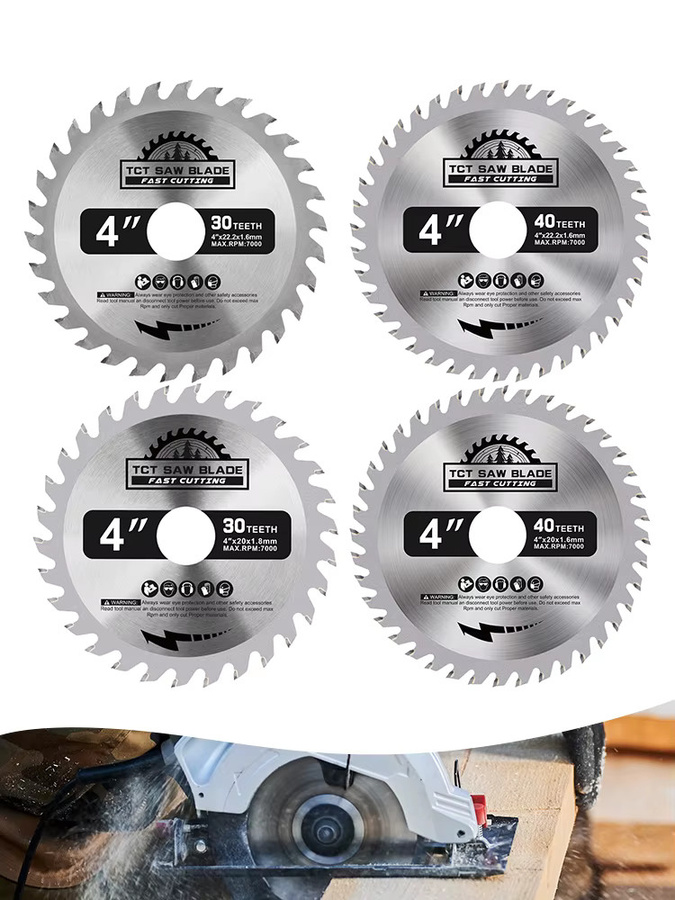 XCAN Kreissägeblatt 100 mm mit 30 Zähnen für Holz, Kunststoff und Metall, Farbe Silber, Aufnahmebohrung: 20 mm oder 22,2 mm - Bild 5