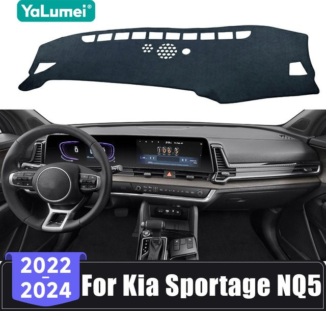 YaLumei Dashboard Abdeckung für Kia Sportage NQ5 MK5 GT Line Hybrid 2022-2024 in Schwarz mit Instrumenten-Aussparung und UV-Schutz - Bild 1