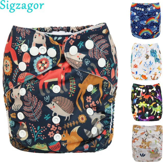 Sigzagor Waschbare Stoffwindel für Neugeborene, Mehrweg Windel aus Textil in Multicolour, verstellbar mit Druckknöpfen - Bild 1
