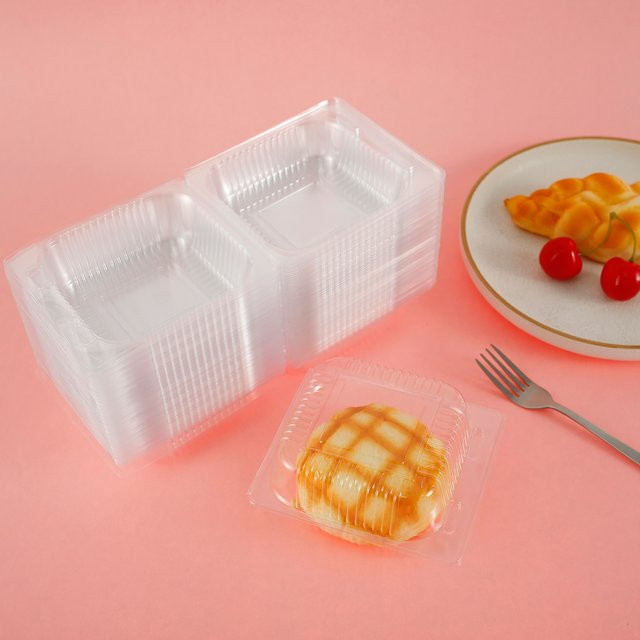 Willstar 100er Set Einzelne Kuchenboxen für Tortenstücke und Cupcakes, Transparent, Quadratisch mit Deckel und Stapelbar - Bild 1