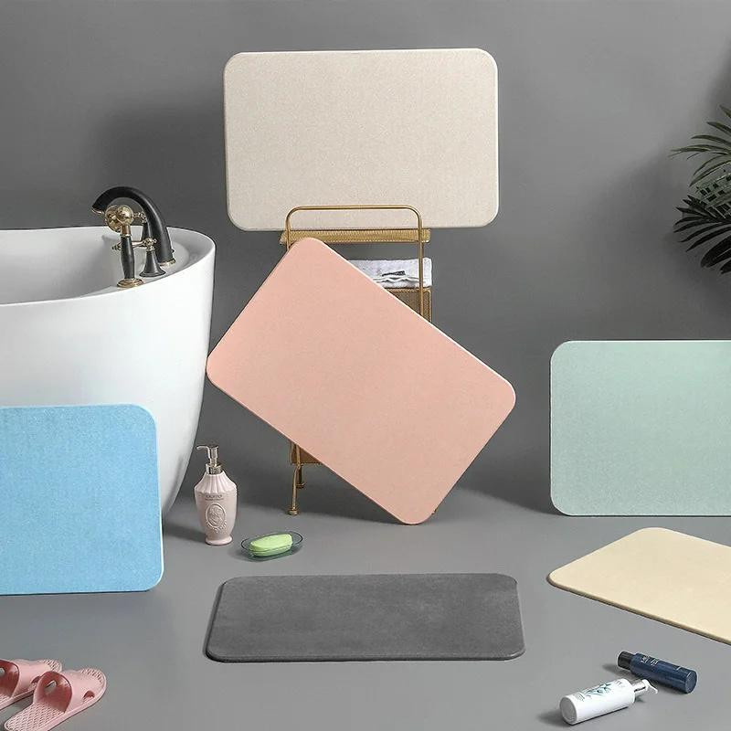 Saugfähige Kieselgur Badezimmer Matte von Beautiful Home Decoration, rutschfest und schnell trocknend, Farben: Weiß, Grau, Dunkelgrau, B/T/H: 30 x 20 x 0,9 cm - Bild 2