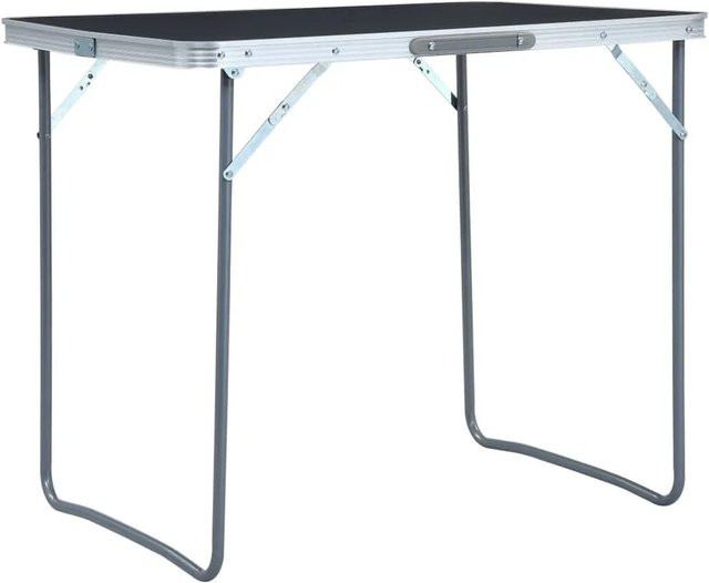 vidaXL Campingtisch klappbar mit Metallgestell und MDF-Platte in Grau, B/T/H: 80 x 60 x 70 cm - Bild 1
