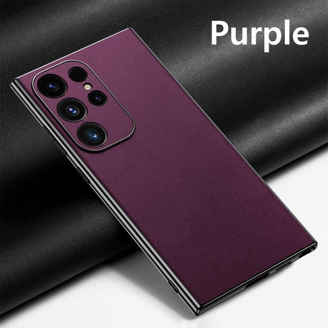 Luxus Leder Handyhülle für Samsung Galaxy S25 S24 S23 S22 Ultra Plus Stoßfest mit 360 Vollschutz in Violett - Bild 1