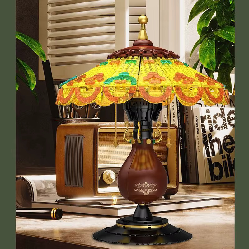Barweer MOC Retro Tisch Lampe Bausteine Set, 1027 Teile, Mehrfarbig - Bild 2