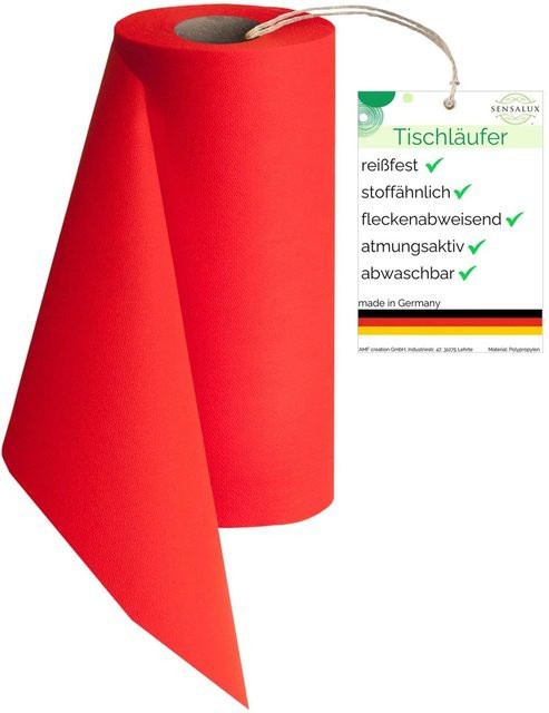 Sensalux Vlies-Tischläufer Rot, Breite: 50 cm, Länge: 25 m, wasserabweisend und waschbar - Bild 1