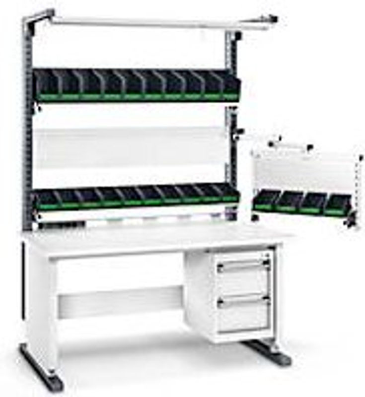 Bott Arbeitsplatzsystem Avero Komplettmodul 2 höhenverstellbar per Handkurbel, lichtgrau/anthrazitgrau - Bild 2