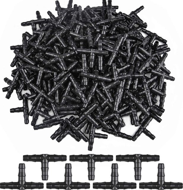 30 Stück Universal-T-Stücke mit Widerhaken für Tropfbewässerungssysteme, 1/4 Zoll Anschluss für 4/7 mm Wasserschläuche - Bild 1