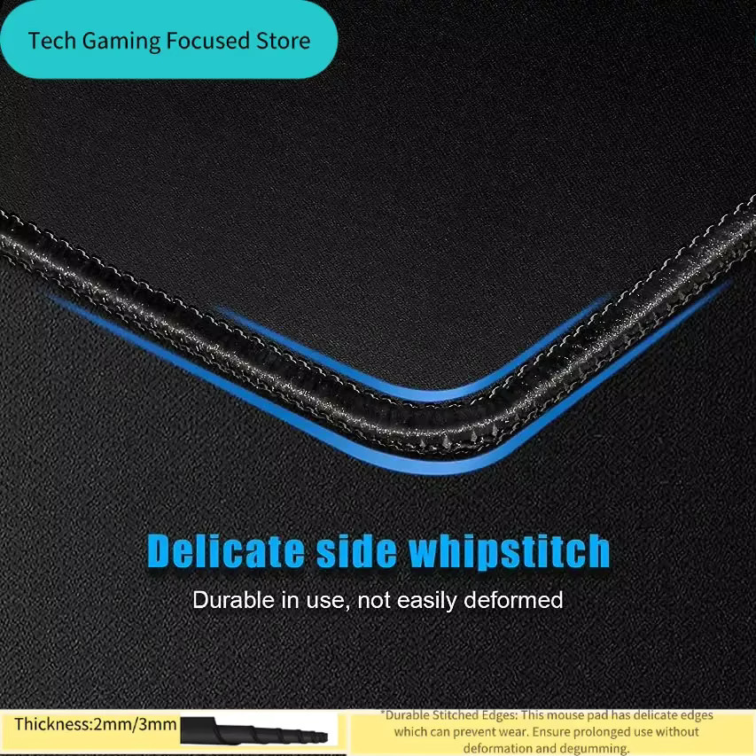 Monochrome Seigaiha Wave XXL Gaming-Mausunterlage mit genähten Kanten in Multicolour - Bild 5