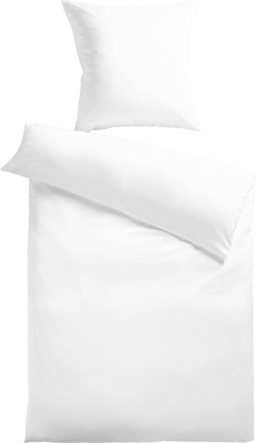 Kinzler Baumwoll-Satin Bettwäsche Uni Weiss, B/T/H: 155 x 220 cm und 80 x 80 cm - Bild 1