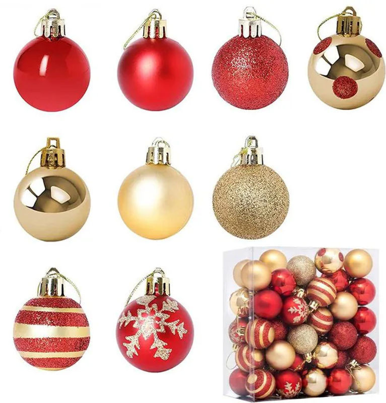 50 Stück bruchsichere Weihnachtskugeln von TOMTOP JMS aus Kunststoff, mehrfarbig, Durchmesser: 4 cm - Bild 1