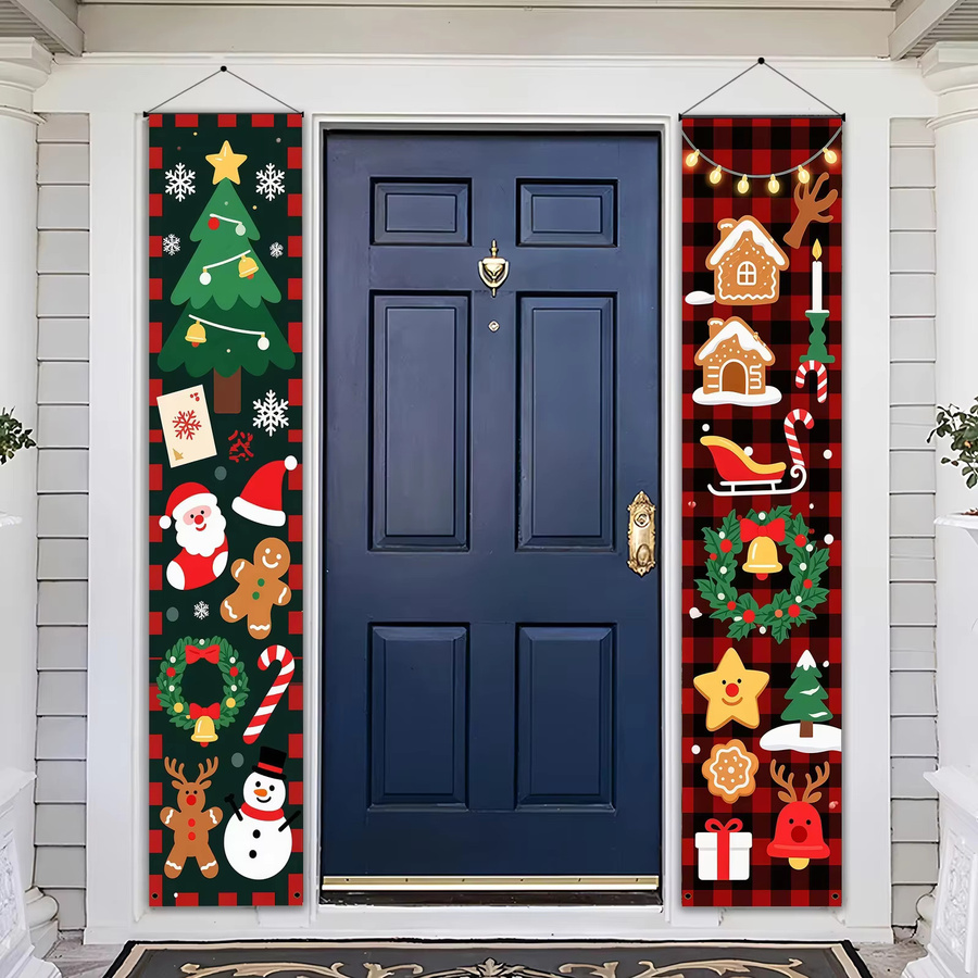 VIKAMA 2er Set Weihnachtliche Hängedekoration für Tür und Veranda in Mehrfarbig - Bild 4