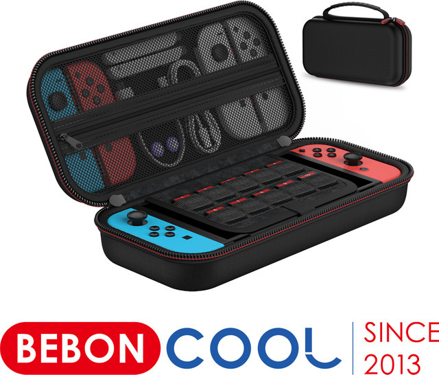BEBOBCOOL Tragbare Hartschalen-Aufbewahrungstasche für Nintendo Switch OLED und Zubehör, Schwarz - Bild 1