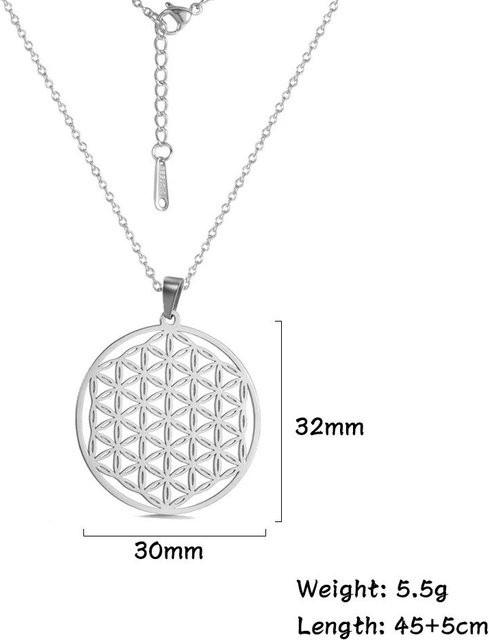 YULIN Halskette Chakra Lebensblume, Edelstahl, Damen, 45-50 cm - Bild 1