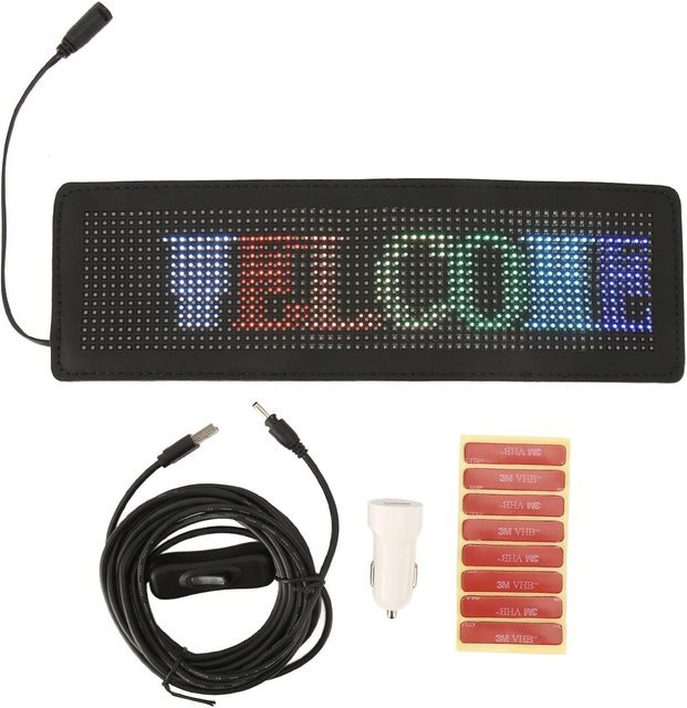 KONNWEI LED-Autoschild RGB Black, App programmierbare Laufschrift mit USB-C Anschluss für 12-24 V Fahrzeuge - Bild 1