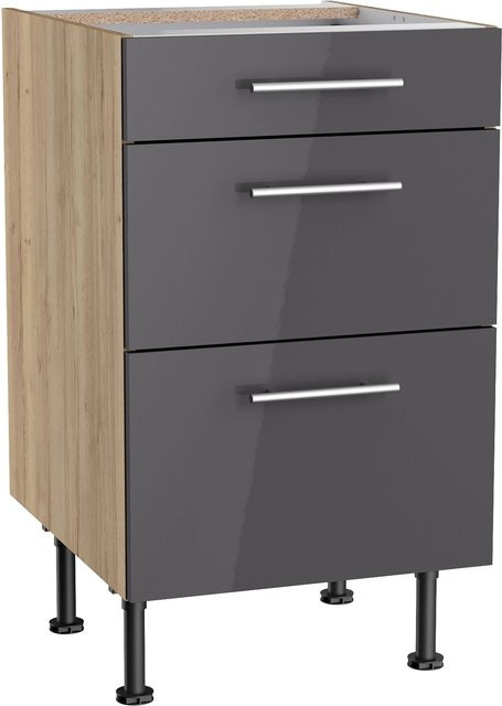 Optifit Küchen-Unterschrank Jonte984 mit 3 Auszügen in Anthrazit-Wildeiche, Breite: 50 cm - Bild 1