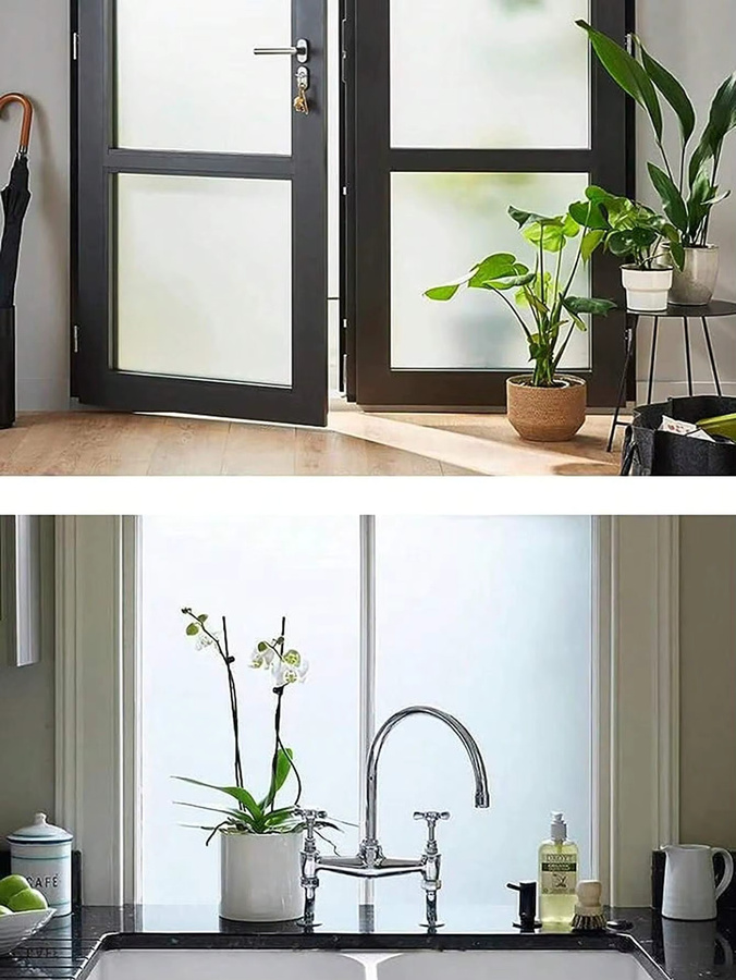 AFDB Matte Fensterfolie Frosted Privacy in Weiß, selbstklebend und transparent für Glasfenster und Trennwände - Bild 2