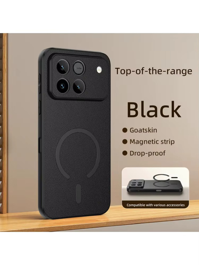 Einfarbiges Ziegenleder Magnetring-Etui für Honor Win Win RT 500 500Pro X70 Power2 mit Vollkörper-Objektivschutz in Schwarz oder Orange - Bild 5