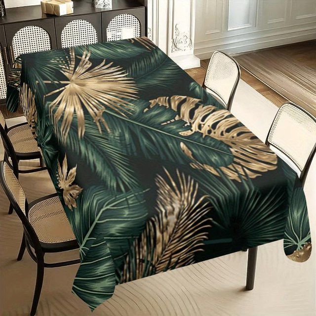 Rechteckige Tischdecke von JMG Household Supplies mit tropischem Palmenblatt-Design in Grün, B/B: 100 x 160 cm - Bild 1