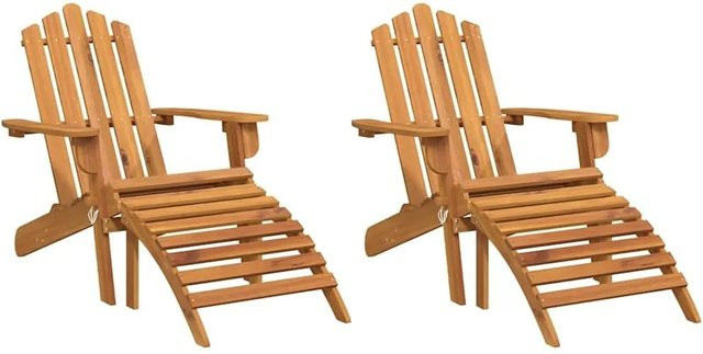 vidaXL Adirondack-Gartenstühle mit Fußstützen aus Massivholz Akazie, 2 Stück, Braun - Bild 1