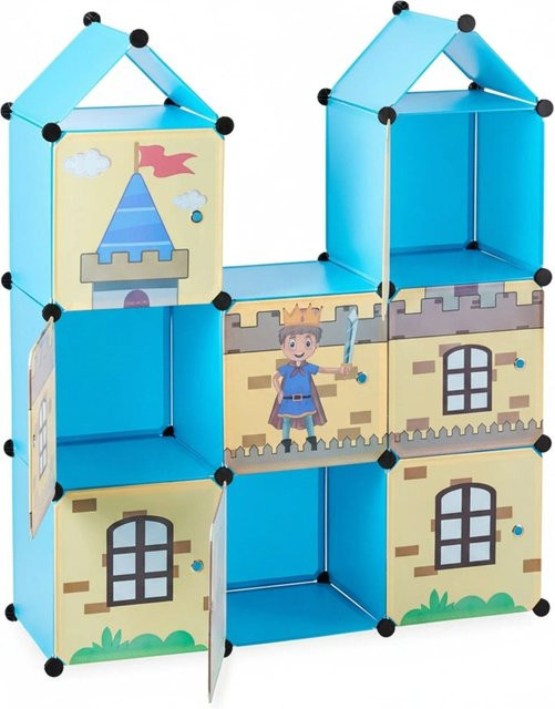 Relaxdays Steckregal für Kinderzimmer aus Kunststoff und Metall, Mehrfarbig, 8 Fächer, H x B x T: 128 x 110 x 37 cm - Bild 1