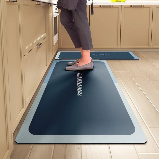 VIKAMA Modernes Minimalistisches Küchen-Zweiteiler-Set aus Kristallvelours, Rutschfester und Fleckresistenter Teppich für Wohnzimmer und Schlafzimmer - Bild 1