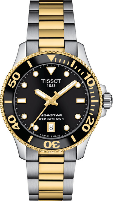 Tissot Armbanduhr Seastar 1000, Edelstahl, Quarz, 36 mm, Damen, Schwarz - Bild 1