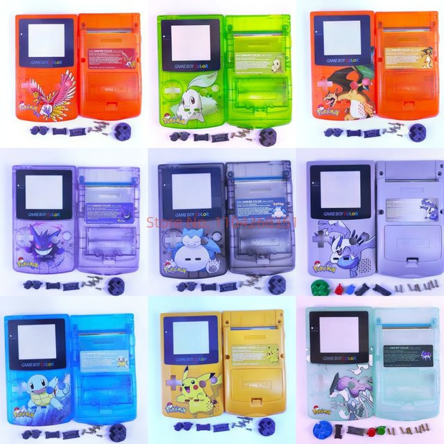 GBC Spielkonsolen-Gehäuse DIY Ersatzgehäuse mit Pokémon Motiven Charizard Gengar und Squirtle aus Kunststoff - Bild 1