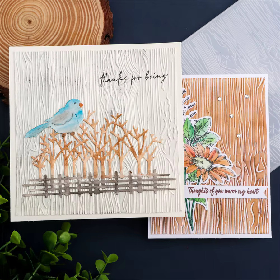 3D-Prägeschablone Holz-Hintergrund aus Kunststoff für Kartenherstellung und Scrapbooking - Bild 3