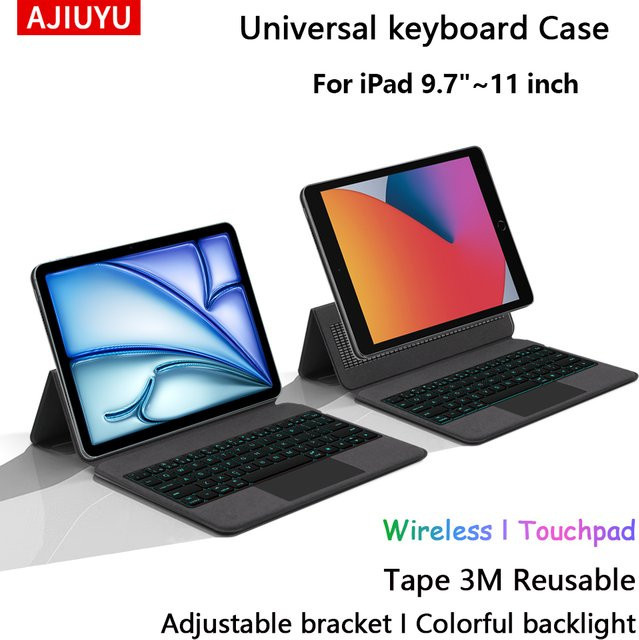 AJIUYU Universelle Tastaturhülle mit Touchpad für iPad Air 11 Zoll M4 M3 M2 und iPad Pro 11 in Schwarz - Bild 1