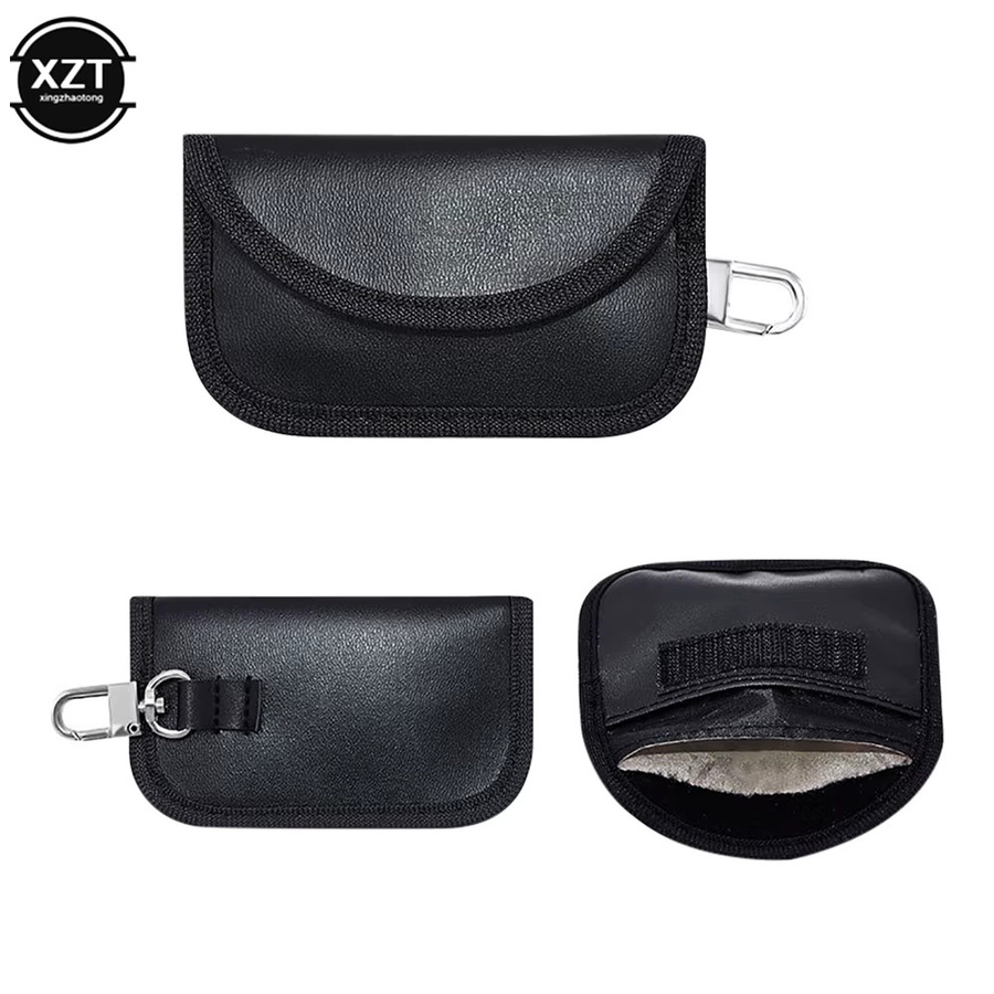 RFID Signal Blocking Tasche für Auto-Schlüssel und Handy aus PU-Leder in Schwarz - Bild 2