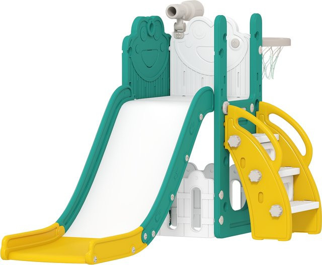 AIYAPLAY Kinderrutsche 5 in 1 Frosch-Motiv Gelb für Kleinkinder 1-3 Jahre - Bild 1