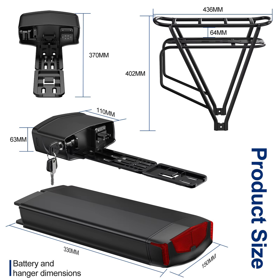 UNITPACKPOWER Lithium-Ebike-Akku 36V 17,5Ah für Elektrofahrräder, Roller und Motorräder, Schwarz - Bild 1