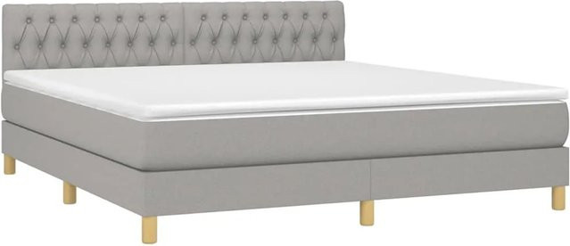 vidaXL Boxspringbett Hybrid mit Matratze und LED-Unterbettbeleuchtung in Hellgrau, B/T/H: 180 x 200 x 78 cm - Bild 1