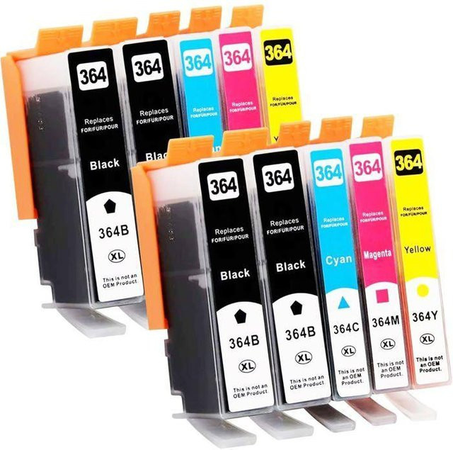 10er Set Tintenpatronen kompatibel mit HP 364XL, Multicolor und Schwarz für HP Photosmart 5520, 5510, 5524, Deskjet 3520 und Officejet 4622 - Bild 1