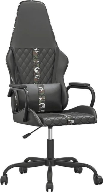 vidaXL Gaming-Stuhl mit Massagefunktion in Schwarz aus Kunstleder mit Armlehnen und Kopfstütze - Bild 1