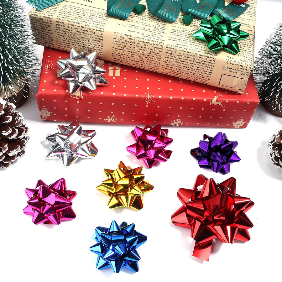 Selbstklebende PET Stern-Bögen in Mehrfarben für Weihnachtsbaum, Party und DIY-Geschenkverpackungen - Bild 3