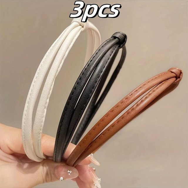 Stirnband PU-Leder, weiß, Damen - Bild 1