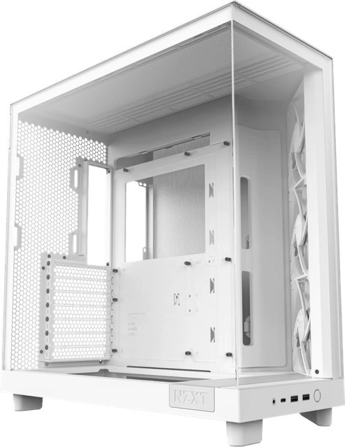 NZXT H6 Flow Computergehäuse in Weiß mit USB-A und USB-C Anschlüssen - Bild 1