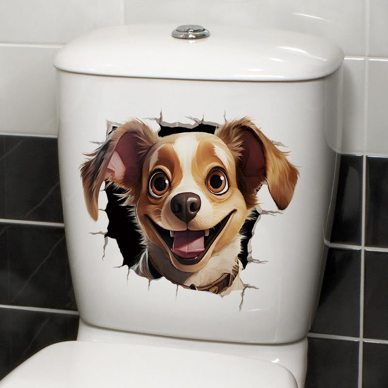 Wasserdichter Wandaufkleber mit süßem Cartoon-Hund von A Better Home zur Dekoration von Bad, Toilette oder Schrank, B/H: 30 x 30 cm - Bild 1