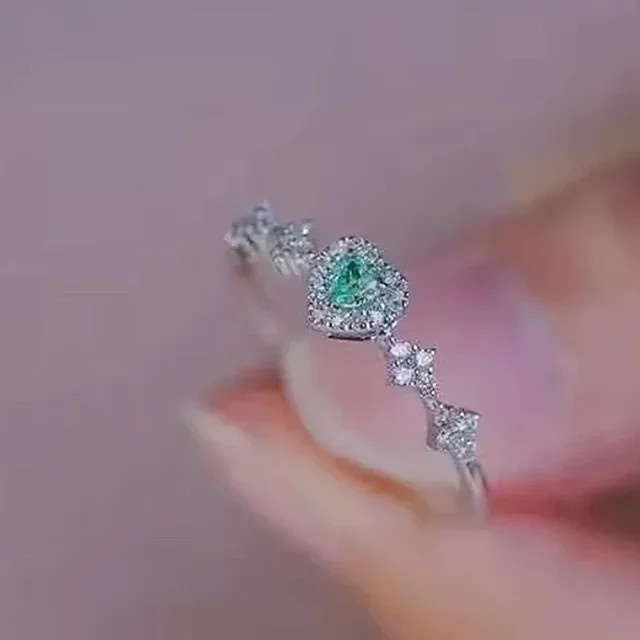Huitan Ring, Liebes-Herz-Design, blauer Zirkonia, Silber - Bild 1