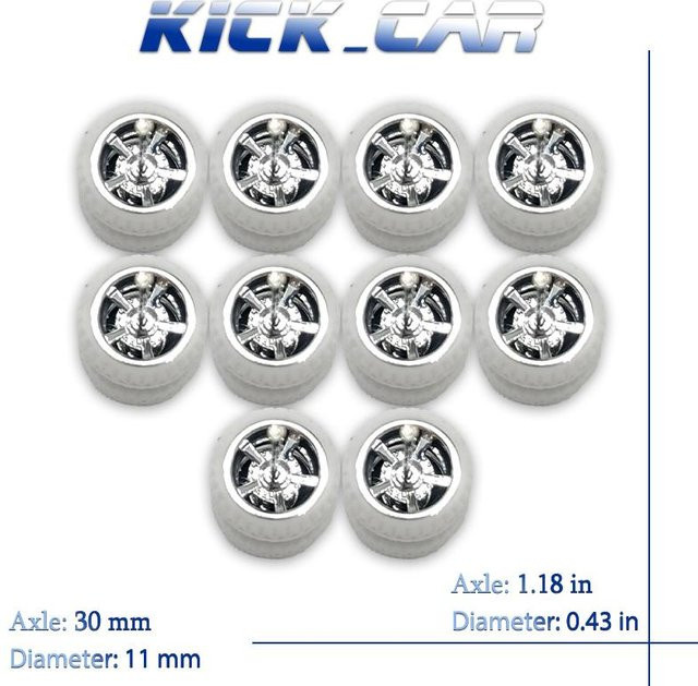 Räder, 5 Sets für 5 Autos, weiße Reifen, fünf Speichen, mit festem Gummi - Bild 1
