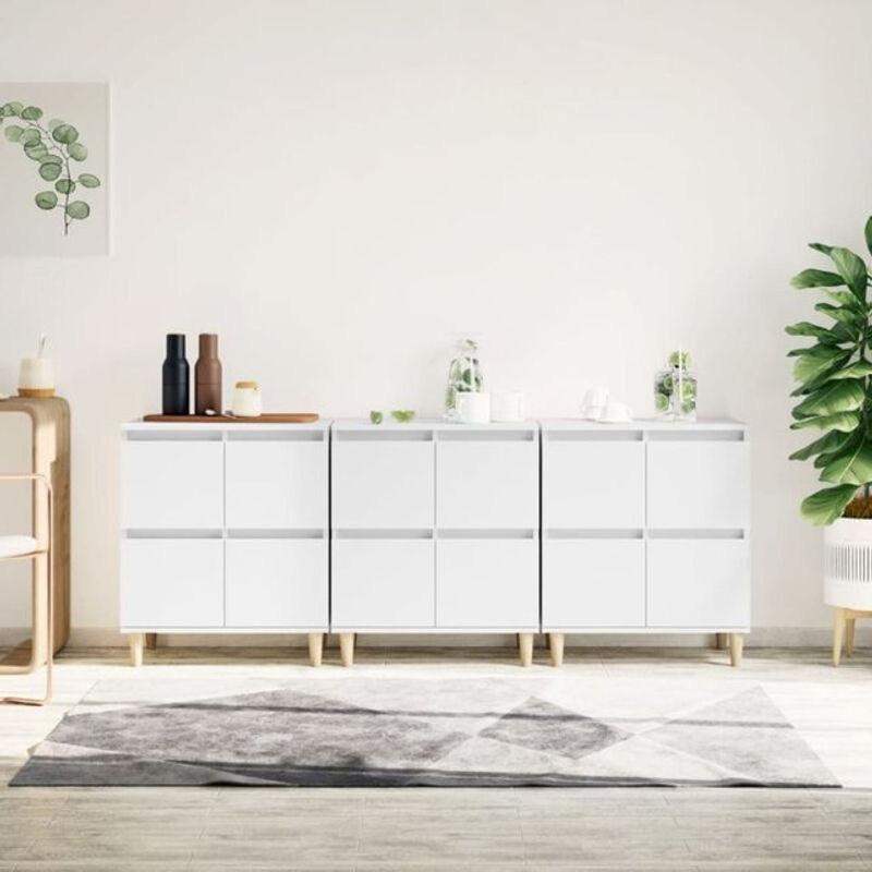 3er-Set Sideboards Vidaxl in Weiß, Holzwerkstoff, Skandinavisch und Klassisch, B/T/H: 60 x 35 x 70 cm - Bild 1