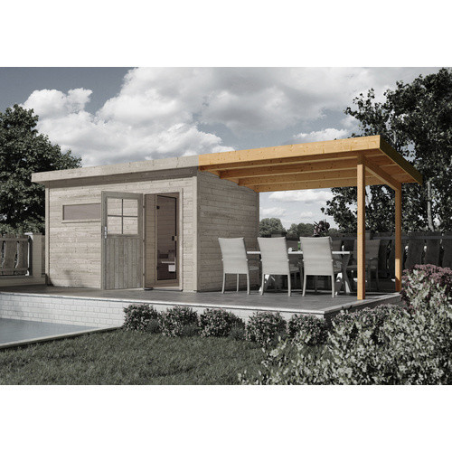 Karibu Schleppdach aus Holz in Beige, B/T/H: 333 x 262 x 239 cm - Bild 1